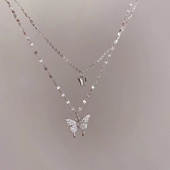 *925 Sterling Silver Diamond Butterfly Necklace A1 - Picture 2 of 11